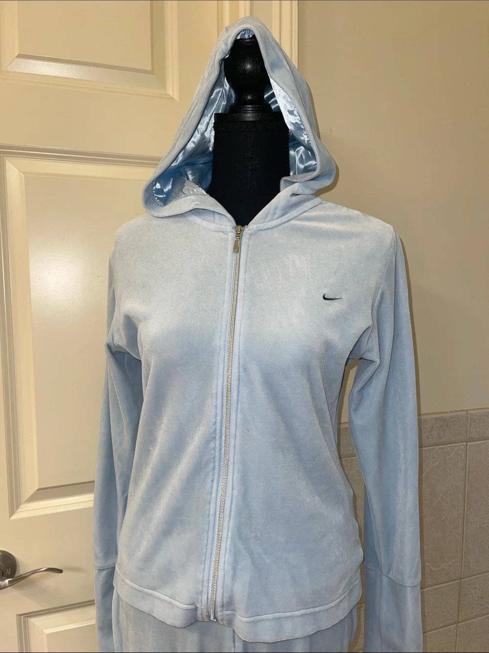 Nike baby blue velour track suit